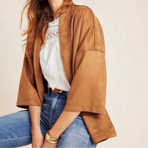 Anthropologie Scarlett Sueded Kimono Jacket NWT Bronze Brown - Picture 2 of 11